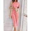 image:imageEkouaer 2 Pack Womens Pajamas Sets Short Sleeve Tops and Capri Pants Pjs Colorful Printed Sleepwear SetsPink Stripe  Grey
