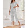 image:imageEkouaer 2 Pack Womens Pajamas Sets Short Sleeve Tops and Capri Pants Pjs Colorful Printed Sleepwear SetsPink Stripe  Grey Stars