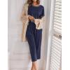 image:imageEkouaer 2 Pack Womens Pajamas Sets Short Sleeve Tops and Capri Pants Pjs Colorful Printed Sleepwear SetsStars Sky  Navy Blue