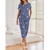 image:imageEkouaer 2 Pack Womens Pajamas Sets Short Sleeve Tops and Capri Pants Pjs Colorful Printed Sleepwear SetsStars Sky  Navy Blue