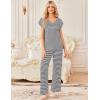 image:imageEkouaer 2 Pack Womens Pajamas Short Sleeve Sleepwear Top with Pants SuperSoft Printed Lounge Sets SXXLBlackBlack Stripe