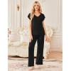 image:imageEkouaer 2 Pack Womens Pajamas Short Sleeve Sleepwear Top with Pants SuperSoft Printed Lounge Sets SXXLBlackDark Gray