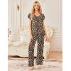 image:imageEkouaer 2 Pack Womens Pajamas Short Sleeve Sleepwear Top with Pants SuperSoft Printed Lounge Sets SXXLBlackLeopard