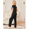 image:imageEkouaer 2 Pack Womens Pajamas Short Sleeve Sleepwear Top with Pants SuperSoft Printed Lounge Sets SXXLBlackLeopard