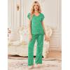 image:imageEkouaer 2 Pack Womens Pajamas Short Sleeve Sleepwear Top with Pants SuperSoft Printed Lounge Sets SXXLBlue AlphabetGreen Flamingo
