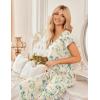 image:imageEkouaer 2 Pack Womens Pajamas Short Sleeve Sleepwear Top with Pants SuperSoft Printed Lounge Sets SXXLBlue ButterflyBlue Floral