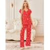 image:imageEkouaer 2 Pack Womens Pajamas Short Sleeve Sleepwear Top with Pants SuperSoft Printed Lounge Sets SXXLChristmas RedChristmas Green