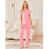 image:imageEkouaer 2 Pack Womens Pajamas Short Sleeve Sleepwear Top with Pants SuperSoft Printed Lounge Sets SXXLCoffee GrayPink Stripe
