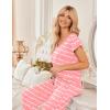 image:imageEkouaer 2 Pack Womens Pajamas Short Sleeve Sleepwear Top with Pants SuperSoft Printed Lounge Sets SXXLCoffee GrayPink Stripe