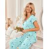 image:imageEkouaer 2 Pack Womens Pajamas Short Sleeve Sleepwear Top with Pants SuperSoft Printed Lounge Sets SXXLCoffee GrayStar Blue