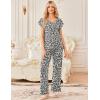 image:imageEkouaer 2 Pack Womens Pajamas Short Sleeve Sleepwear Top with Pants SuperSoft Printed Lounge Sets SXXLGray LeopardBlack