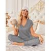 image:imageEkouaer 2 Pack Womens Pajamas Short Sleeve Sleepwear Top with Pants SuperSoft Printed Lounge Sets SXXLGray StarGray