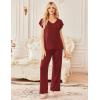 image:imageEkouaer 2 Pack Womens Pajamas Short Sleeve Sleepwear Top with Pants SuperSoft Printed Lounge Sets SXXLGrayWine Red