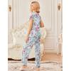 image:imageEkouaer 2 Pack Womens Pajamas Short Sleeve Sleepwear Top with Pants SuperSoft Printed Lounge Sets SXXLLight Green FlowerPink Yellow Flower