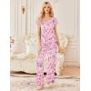 image:imageEkouaer 2 Pack Womens Pajamas Short Sleeve Sleepwear Top with Pants SuperSoft Printed Lounge Sets SXXLLight Green FlowerPink Yellow Flower