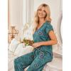 image:imageEkouaer 2 Pack Womens Pajamas Short Sleeve Sleepwear Top with Pants SuperSoft Printed Lounge Sets SXXLNavy Cashew FlowersBlue Green Mandala Pattern