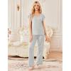 image:imageEkouaer 2 Pack Womens Pajamas Short Sleeve Sleepwear Top with Pants SuperSoft Printed Lounge Sets SXXLPink White FlowerGray Stripe
