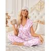 image:imageEkouaer 2 Pack Womens Pajamas Short Sleeve Sleepwear Top with Pants SuperSoft Printed Lounge Sets SXXLPink White FlowerGray Stripe