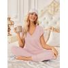 image:imageEkouaer 2 Pack Womens Pajamas Short Sleeve Sleepwear Top with Pants SuperSoft Printed Lounge Sets SXXLPinkLight Gray