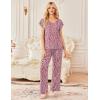 image:imageEkouaer 2 Pack Womens Pajamas Short Sleeve Sleepwear Top with Pants SuperSoft Printed Lounge Sets SXXLPinkPink Leopard
