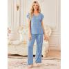 image:imageEkouaer 2 Pack Womens Pajamas Short Sleeve Sleepwear Top with Pants SuperSoft Printed Lounge Sets SXXLWhite FloralBlue Floral