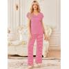 image:imageEkouaer 2 Pack Womens Pajamas Short Sleeve Sleepwear Top with Pants SuperSoft Printed Lounge Sets SXXLWine RedRed Stripe