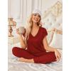 image:imageEkouaer 2 Pack Womens Pajamas Short Sleeve Sleepwear Top with Pants SuperSoft Printed Lounge Sets SXXLWine RedRed Stripe