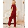 image:imageEkouaer 2 Pack Womens Pajamas Short Sleeve Sleepwear Top with Pants SuperSoft Printed Lounge Sets SXXLWine RedRed Stripe