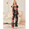 image:imageEkouaer 2 Pack Womens Pajamas Short Sleeve Sleepwear Top with Pants SuperSoft Printed Lounge Sets SXXLZblack FlowerWhite Flower