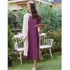 image:imageEkouaer 3 Pack Long Nightgowns for Women Full Length Short Sleeve Nightshirt Soft Plus Size Sleepwear Casual LoungwearBlack blue purple