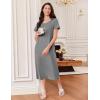 image:imageEkouaer 3 Pack Long Nightgowns for Women Full Length Short Sleeve Nightshirt Soft Plus Size Sleepwear Casual LoungwearBlack grey blue Flower