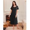 image:imageEkouaer 3 Pack Long Nightgowns for Women Full Length Short Sleeve Nightshirt Soft Plus Size Sleepwear Casual LoungwearBlack grey leopard