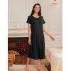 image:imageEkouaer 3 Pack Long Nightgowns for Women Full Length Short Sleeve Nightshirt Soft Plus Size Sleepwear Casual LoungwearBlack lilac white Flower