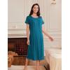 image:imageEkouaer 3 Pack Long Nightgowns for Women Full Length Short Sleeve Nightshirt Soft Plus Size Sleepwear Casual LoungwearBlack star blue Green