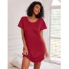 image:imageEkouaer Cotton Nightgowns for Women 3 Pack Sleepshirts Short Sleeve Night Shirt Tshirt Night Gown Print Sleepwear DressBlackWine RedLeopard
