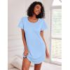 image:imageEkouaer Cotton Nightgowns for Women 3 Pack Sleepshirts Short Sleeve Night Shirt Tshirt Night Gown Print Sleepwear DressBlakLight BlueLight Pink