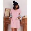 image:imageEkouaer Cotton Nightgowns for Women 3 Pack Sleepshirts Short Sleeve Night Shirt Tshirt Night Gown Print Sleepwear DressBlakLight BlueLight Pink