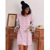 image:imageEkouaer Cotton Nightgowns for Women 3 Pack Sleepshirts Short Sleeve Night Shirt Tshirt Night Gown Print Sleepwear DressBlue MoonBlackPink Floral