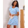 image:imageEkouaer Cotton Nightgowns for Women 3 Pack Sleepshirts Short Sleeve Night Shirt Tshirt Night Gown Print Sleepwear DressBlue MoonBlackPink Floral