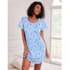 image:imageEkouaer Cotton Nightgowns for Women 3 Pack Sleepshirts Short Sleeve Night Shirt Tshirt Night Gown Print Sleepwear DressBlue MoonBlackPink Floral