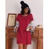 image:imageEkouaer Cotton Nightgowns for Women 3 Pack Sleepshirts Short Sleeve Night Shirt Tshirt Night Gown Print Sleepwear DressDark BlueBlackWine Red