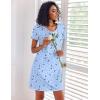 image:imageEkouaer Cotton Nightgowns for Women 3 Pack Sleepshirts Short Sleeve Night Shirt Tshirt Night Gown Print Sleepwear DressDark BlueBlue MoonBlack