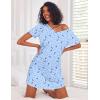 image:imageEkouaer Cotton Nightgowns for Women 3 Pack Sleepshirts Short Sleeve Night Shirt Tshirt Night Gown Print Sleepwear DressDark BlueBlue MoonBlack