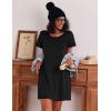 image:imageEkouaer Cotton Nightgowns for Women 3 Pack Sleepshirts Short Sleeve Night Shirt Tshirt Night Gown Print Sleepwear DressDark BlueBlue MoonBlack