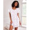 image:imageEkouaer Cotton Nightgowns for Women 3 Pack Sleepshirts Short Sleeve Night Shirt Tshirt Night Gown Print Sleepwear DressLittle DaisyBlue FloralWhite Pink Floral