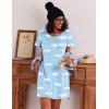 image:imageEkouaer Cotton Nightgowns for Women 3 Pack Sleepshirts Short Sleeve Night Shirt Tshirt Night Gown Print Sleepwear DressLittle DaisyBlue White MoonPurple Star