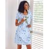 image:imageEkouaer Cotton Nightgowns for Women 3 Pack Sleepshirts Short Sleeve Night Shirt Tshirt Night Gown Print Sleepwear DressPink FloralMoon StarPurple Star