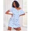image:imageEkouaer Cotton Nightgowns for Women 3 Pack Sleepshirts Short Sleeve Night Shirt Tshirt Night Gown Print Sleepwear DressPink FloralMoon StarPurple Star