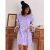 image:imageEkouaer Cotton Nightgowns for Women 3 Pack Sleepshirts Short Sleeve Night Shirt Tshirt Night Gown Print Sleepwear DressPink FloralMoon StarPurple Star