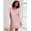 image:imageEkouaer Cotton Nightgowns for Women 3 Pack Sleepshirts Short Sleeve Night Shirt Tshirt Night Gown Print Sleepwear DressPink FloralMoon StarPurple Star